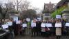 Former CICE staff and students protesting at the college's former campus in Rathmines